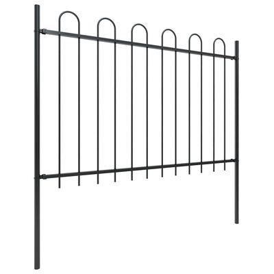 vidaXL Garden Fence with Hoop Top Steel 6.8x1.2 m Black