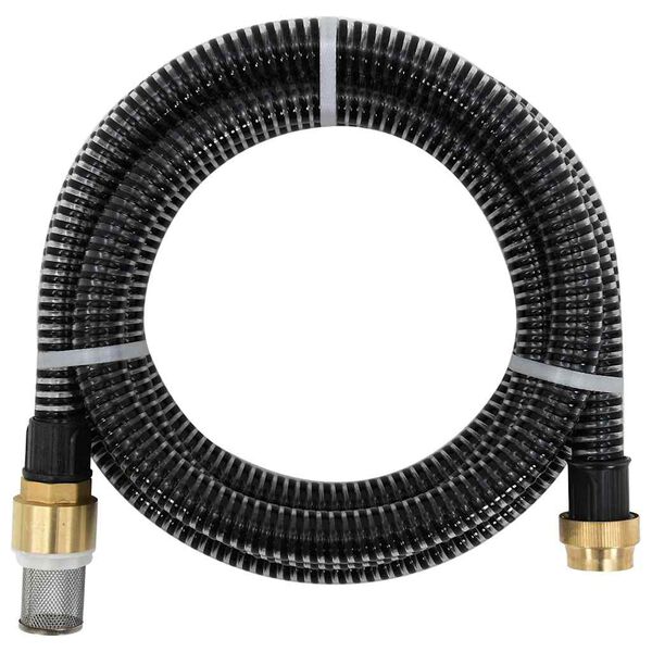 vidaXL Suction Hose with Brass Connectors Black 1.1" 5 m PVC