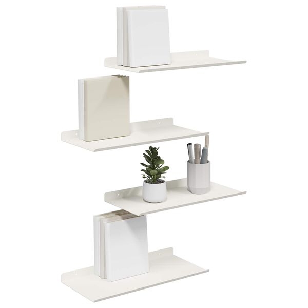 vidaXL Floating Shelf Wall-mounted 4 pcs White 40 x 18 x 2.5 cm Steel