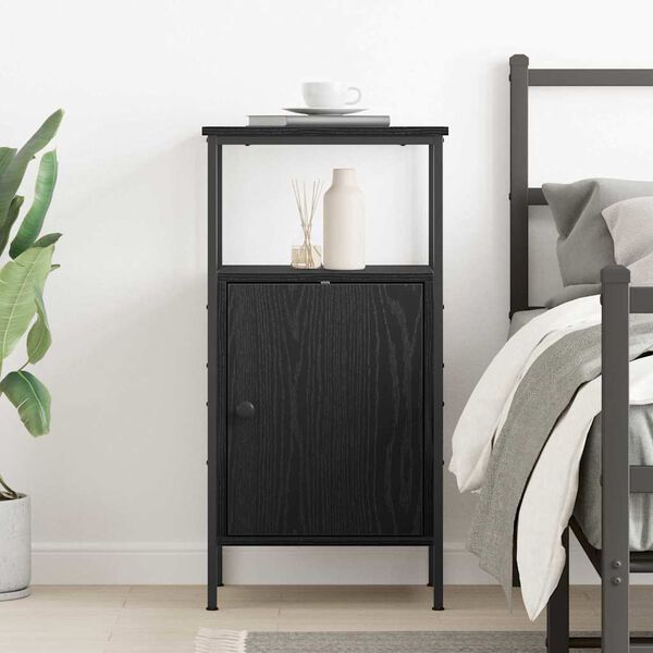 vidaXL Bedside Cabinet Black Oak 41 x 31 x 80 cm Engineered Wood