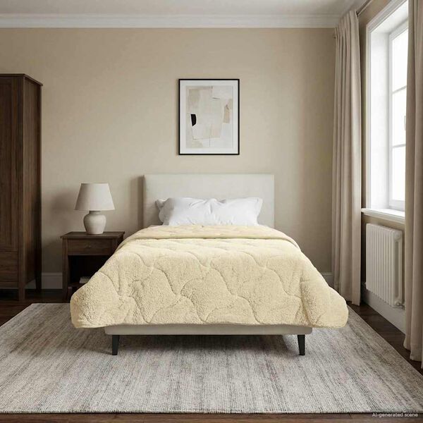 vidaXL Summer Duvet Cream 135 x 220 cm Microfiber and Teddy fleece