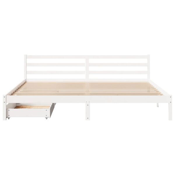 vidaXL Bed Frame without Mattress White 200x200 cm Solid Wood Pine