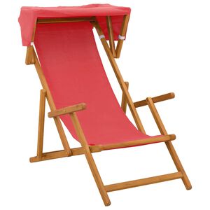 vidaXL Deck Chair 3 Position Solid Eucalyptus Wood Red