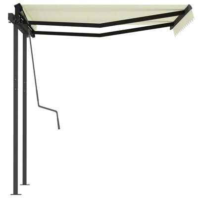 vidaXL Automatic Retractable Awning with Posts 3x2.5 m Cream
