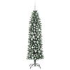 vidaXL Artificial Slim Christmas Tree Green and White 180 cm
