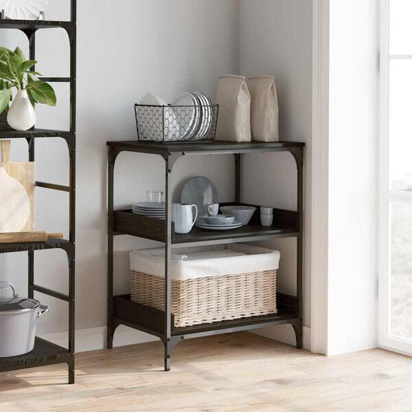 vidaXL Kitchen Trolley Black Oak 60 x 41 x 80.5 cm Engineered Wood