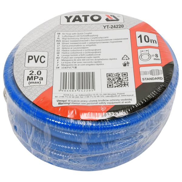 YATO Air Hose with Coupling PVC 8mmx10m Blue