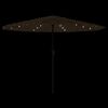 vidaXL Garden Parasol with LEDs and Steel Pole Brown 324x324x247 cm