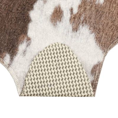 vidaXL Rug Brown and White 120x170 cm Cow Pattern Washable Anti Slip