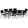 vidaXL Garden Dining Set with Cushion 9 pcs Black Poly Rattan