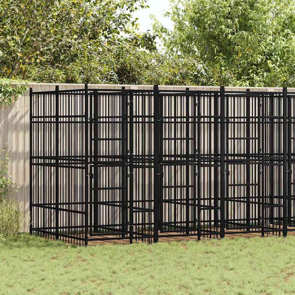 vidaXL Outdoor Dog Kennel Steel 11.06 m&sup2;