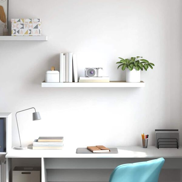 vidaXL Floating Wall Shelf Oak and White 90x23.5x3.8 cm MDF