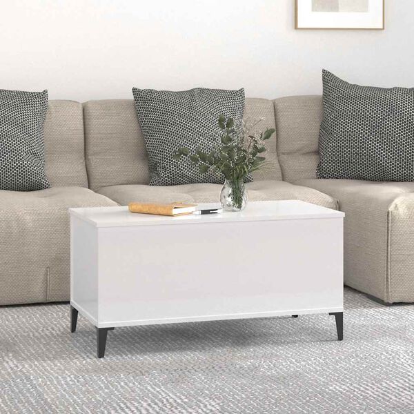 vidaXL Coffee Table High Gloss White 90x44.5x45 cm Engineered Wood