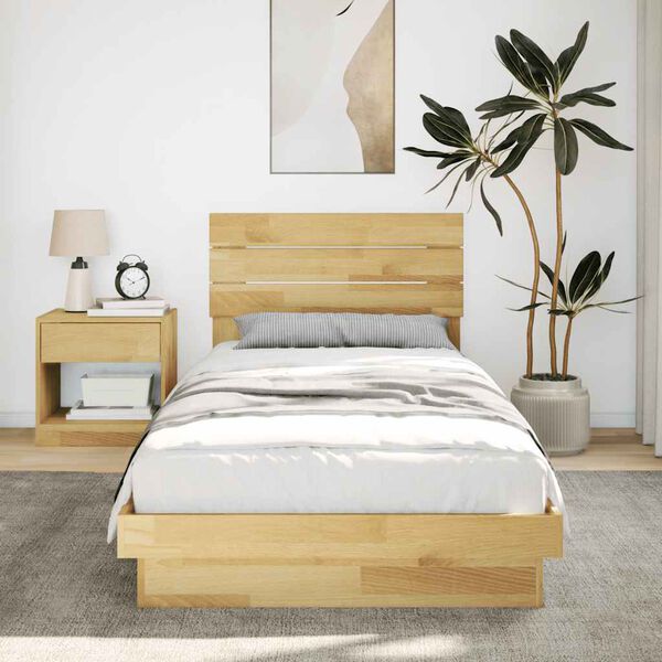 vidaXL Bed Frame with Headboard without Mattress 100x200 cm Solid Wood Oak