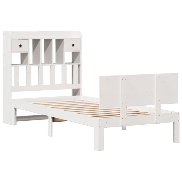 vidaXL Bookcase Bed without Mattress White 90x190cm Solid Wood Pine