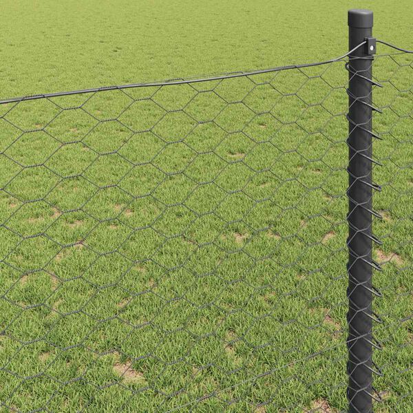 vidaXL Hexagon Fence Grey 1.2 x 100 m Steel
