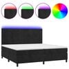vidaXL Box Spring Bed with Mattress&LED Black 200x200 cm Velvet