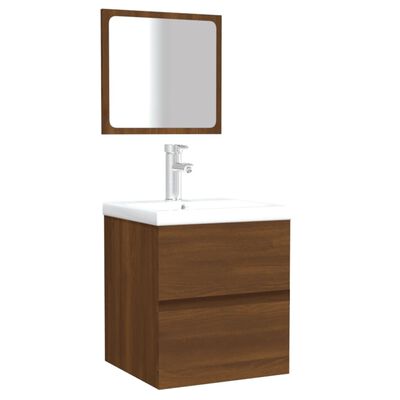 vidaXL Bathroom Cabinet with Mirror Brown Oak Engineered Wood