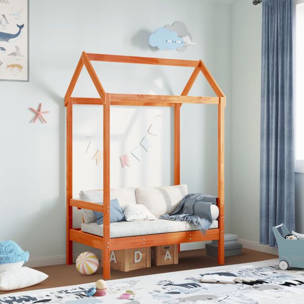 vidaXL Bench with Roof Wax Brown 117.5x70x176.5 cm Solid Wood Pine