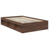vidaXL Bed Frame with Headboard Brown Oak 120 x 190 cm Solid Pine Wood