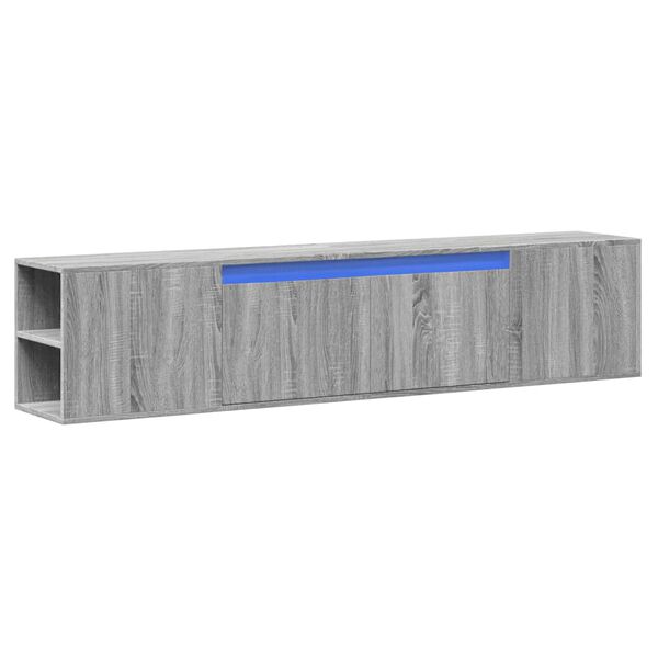 vidaXL TV Wall Cabinet with LED Grey Sonoma 180x31x39.5 cm