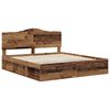 vidaXL Bed Frame with Headboard Old Wood 200 x 200 cm Solid Pine Wood