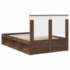 vidaXL Bed Frame with Headboard Brown Oak 120 x 190 cm Solid Pine Wood