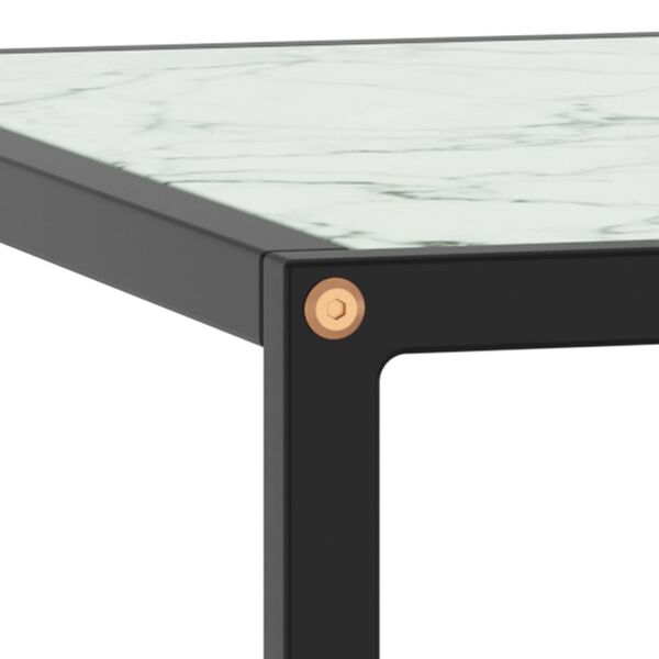 vidaXL Coffee Table Black with White Marble Glass 60x60x35 cm