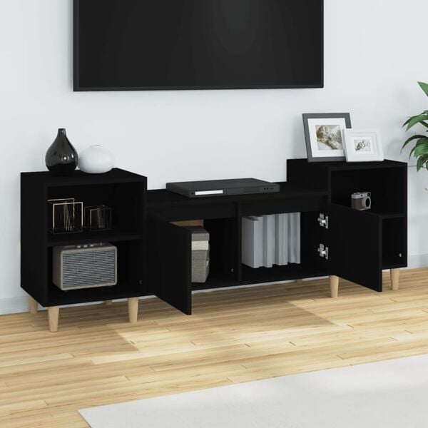 vidaXL TV Cabinet Black 160x35x55 cm Engineered Wood