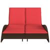 vidaXL Sun Lounger with Cushions Brown 114x205x73 cm Poly Rattan
