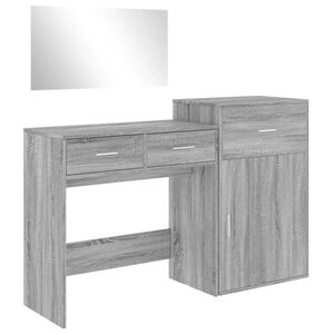vidaXL 3 Piece Dressing Table Set Grey Sonoma Engineered Wood