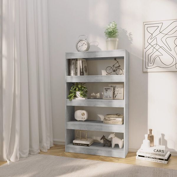 vidaXL Book Cabinet/Room Divider Concrete Grey 80x30x135 cm Engineered Wood