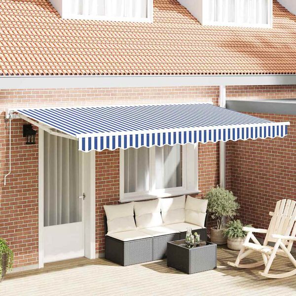vidaXL Retractable Awning Blue and White 400 x 200 cm