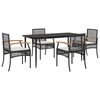 vidaXL 5 Piece Garden Dining Set with Cushions Black Poly Rattan