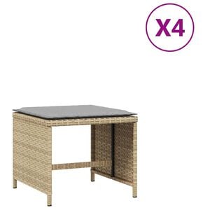 vidaXL Garden Stool 4 pcs Mix Beige Poly Rattan & Powder-Coated Steel