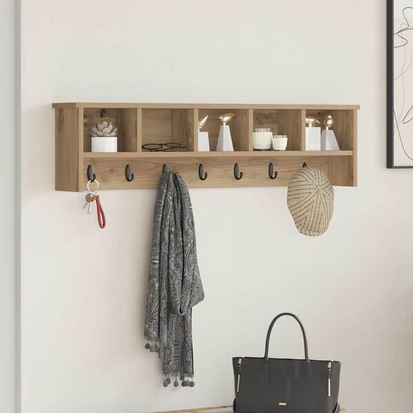 vidaXL Wall-Mounted Coat Rack with Shelf Artisan Oak 100 x 16 x 26 cm