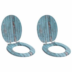 vidaXL Toilet Seat 2 pcs Blue 44 x 38 cm MDF board