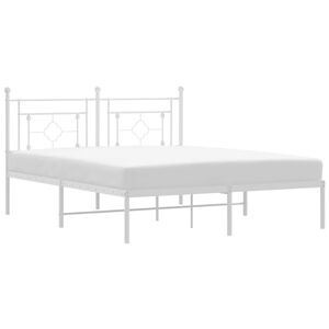 vidaXL Metal Bed Frame without Mattress with Headboard White 160x200cm