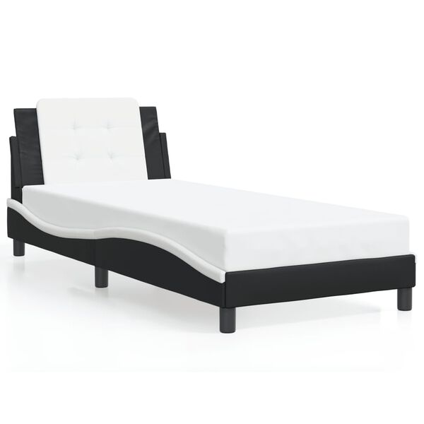 vidaXL Bed Frame without Mattress "Zadar" Black and White 80x200 cm Faux Leather
