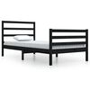 vidaXL Bed Frame without Mattress Black Solid Wood Pine 100x200 cm
