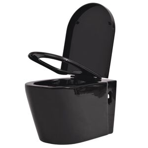 vidaXL Wall Hung Toilet Ceramic Black