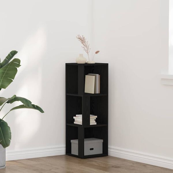 vidaXL Corner Shelves Black Oak 33 x 33 x 100 cm Engineered Wood
