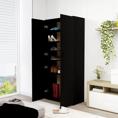 vidaXL Shoe Cabinet Black 80x39x178 cm Engineered Wood
