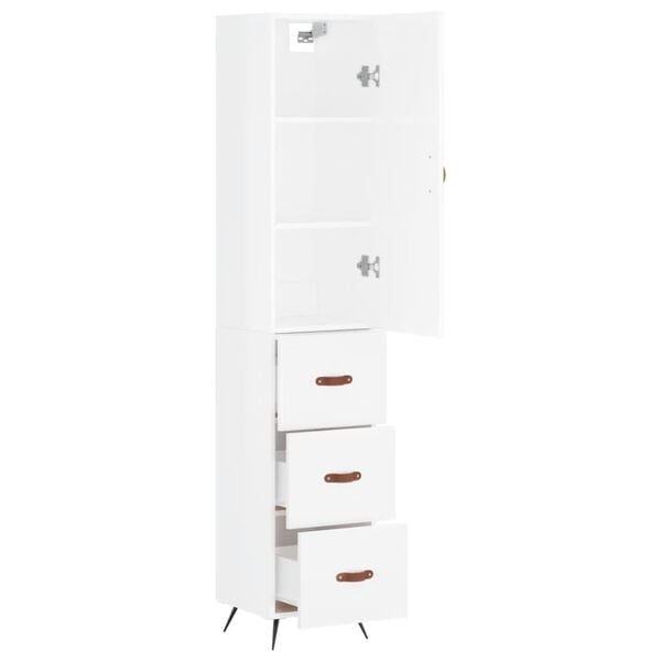 vidaXL Highboard High Gloss White 34.5x34x180 cm Engineered Wood