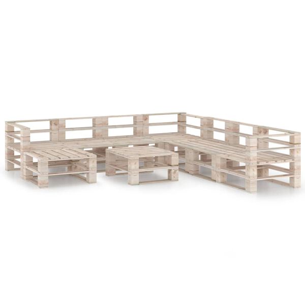 vidaXL 9 Piece Garden Pallet Lounge Set Pinewood