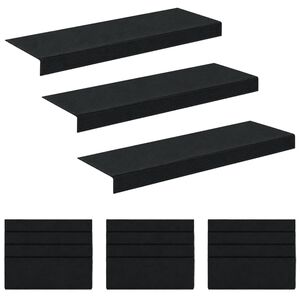 vidaXL Stair Mats 15 pcs 65 x 21 x 4 cm Dark Grey Polyester