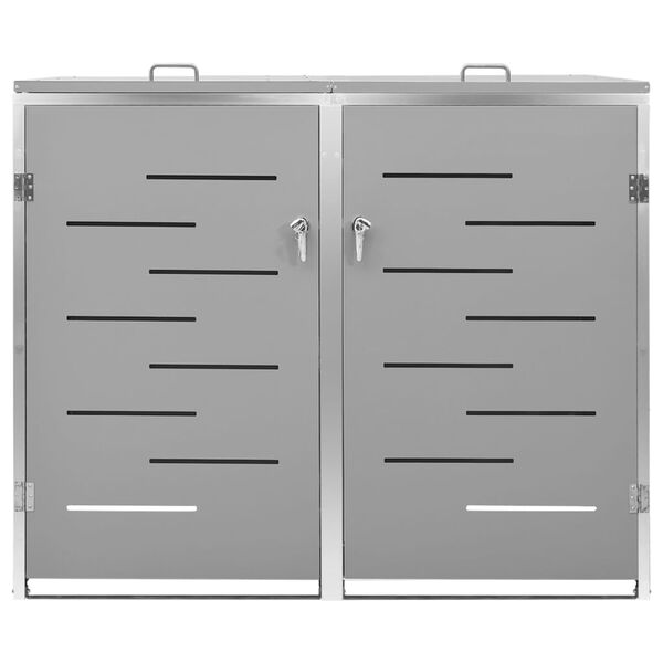 vidaXL Double Wheelie Bin Shed 138x77.5x112.5 cm Stainless Steel