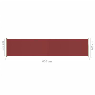 vidaXL Patio Retractable Side Awning 140x600 cm Red