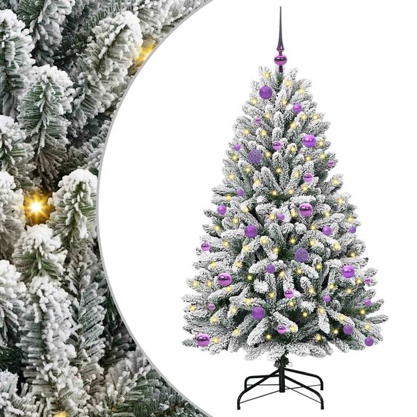 vidaXL Artificial Christmas Tree Green and White 150 cm PVC and Metal