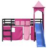 vidaXL Kids' Loft Bed with Tower without Mattress Pink 90x200 cm